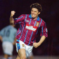 Andy Townsend wearing Aston Villa 1993 1994 shirt