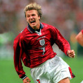 David Beckham wearing England 1998 Away shirt